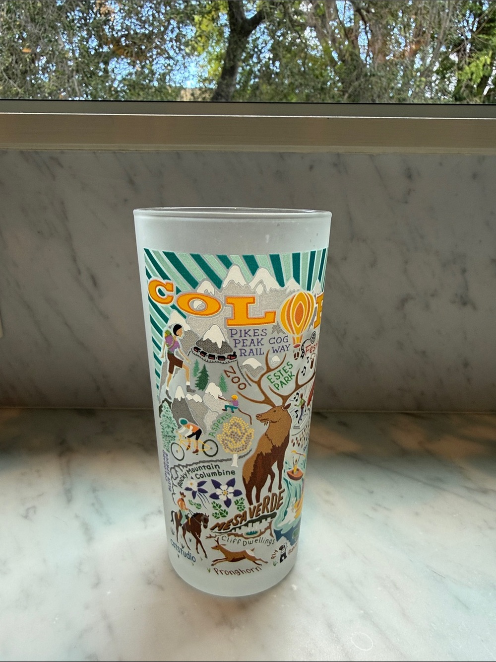 CatStudio Colorado Illustrated Tall Glass - Multicolor